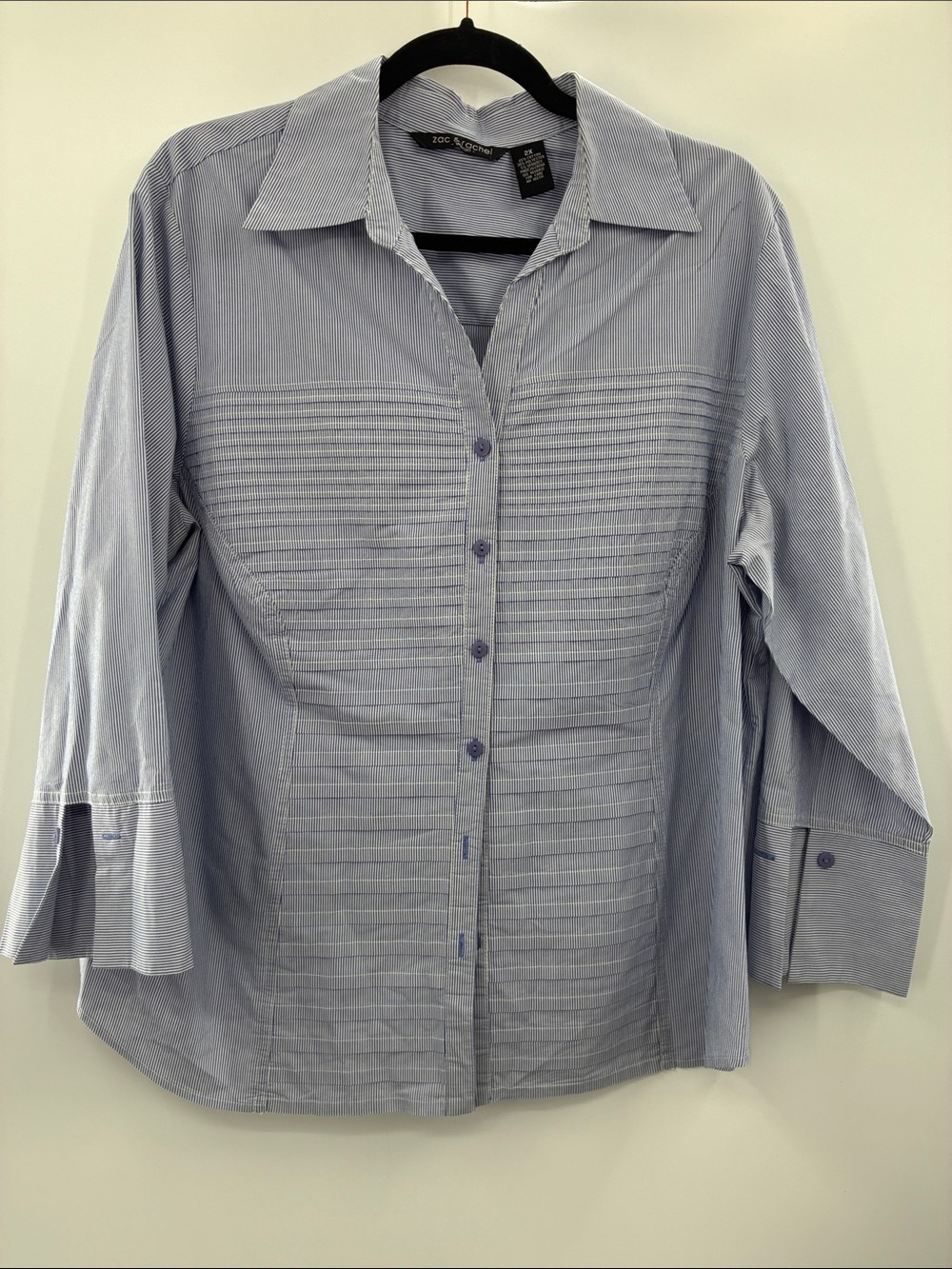 Zac & Rachel Light Blue Pinstripe Women's Button-Up Shirt size 2X